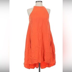 RACHEL Rachel Roy High Low Red Orange Trapeze Dress with Pockets